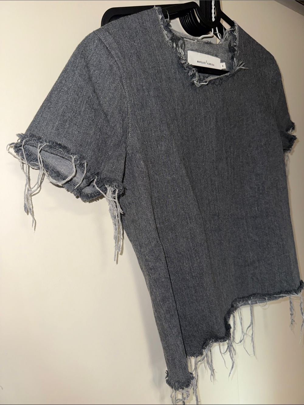 Washed Charcoal Distressed Short-Sleeve Tee by Marques’ Almeida - Picture 5 of 11